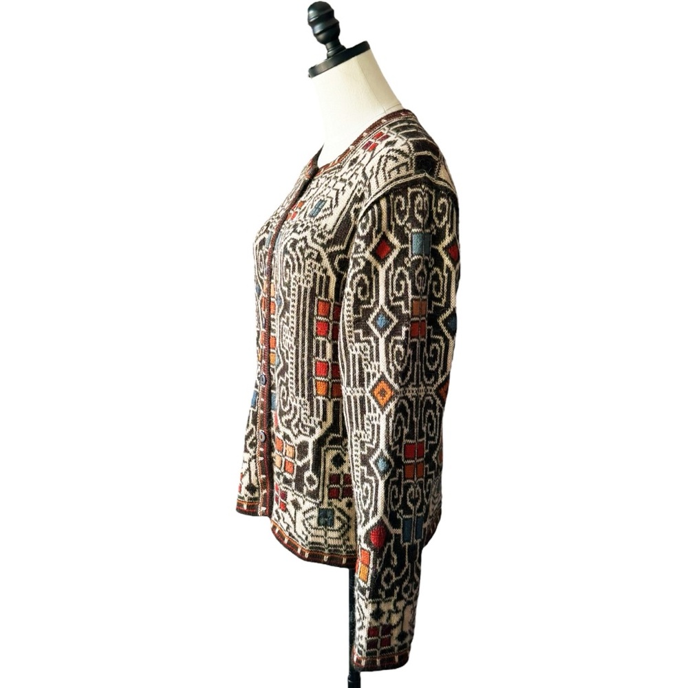 Intiwara Alpaca Geometric Button Front Cardigan |… - image 3